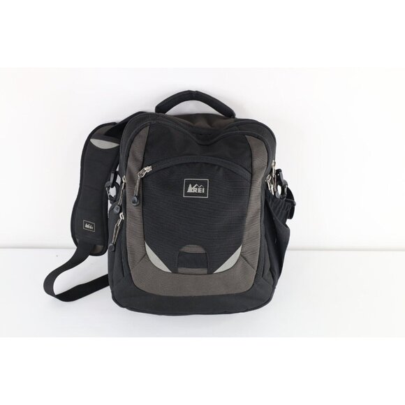 Vintage REI Spell Out Padded Crossbody Shoulder Strap Laptop Bag Carry On Black